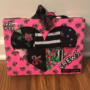 🔴 7pack Betsey Johnson Rose and Bow Crew Socks